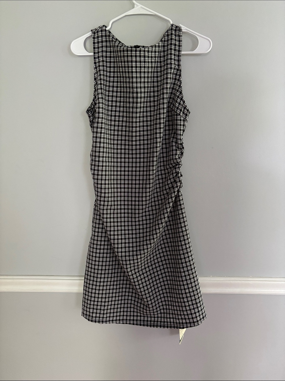 HALARA Black and White Plaid Mini Sheath Dress